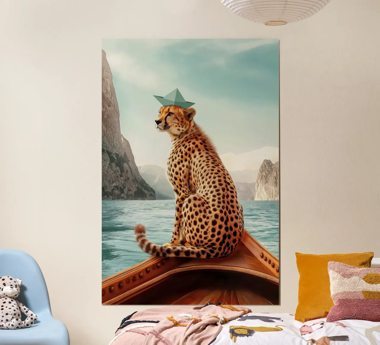Ghepardo in viaggio poster con telaio in alluminio da Carinaprint