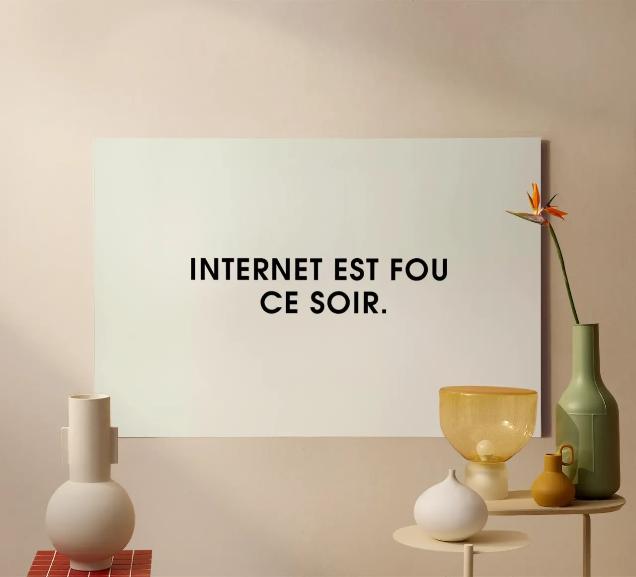 Internet est fou ce soir - White tela con Cornice a cassetta da Intertitres