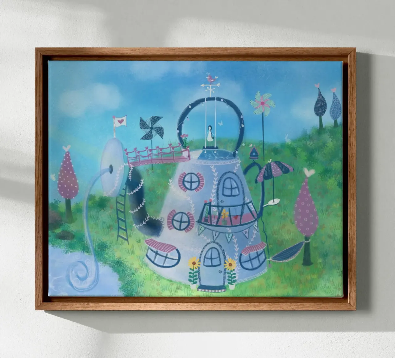 SÜSSES KLEINES ZUHAUSE Leinwand mit Schattenfugenrahmen von Inge Hauser Illustration