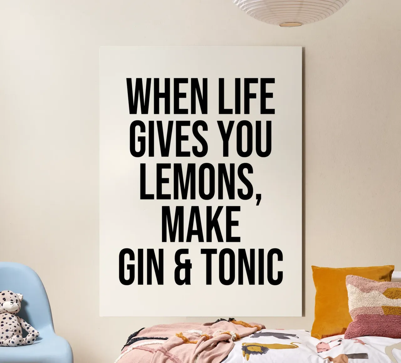 Wenn das Leben dir Zitronen gibt, mach Gin Tonic Zitat Alu-Dibond von Paigaam Studio