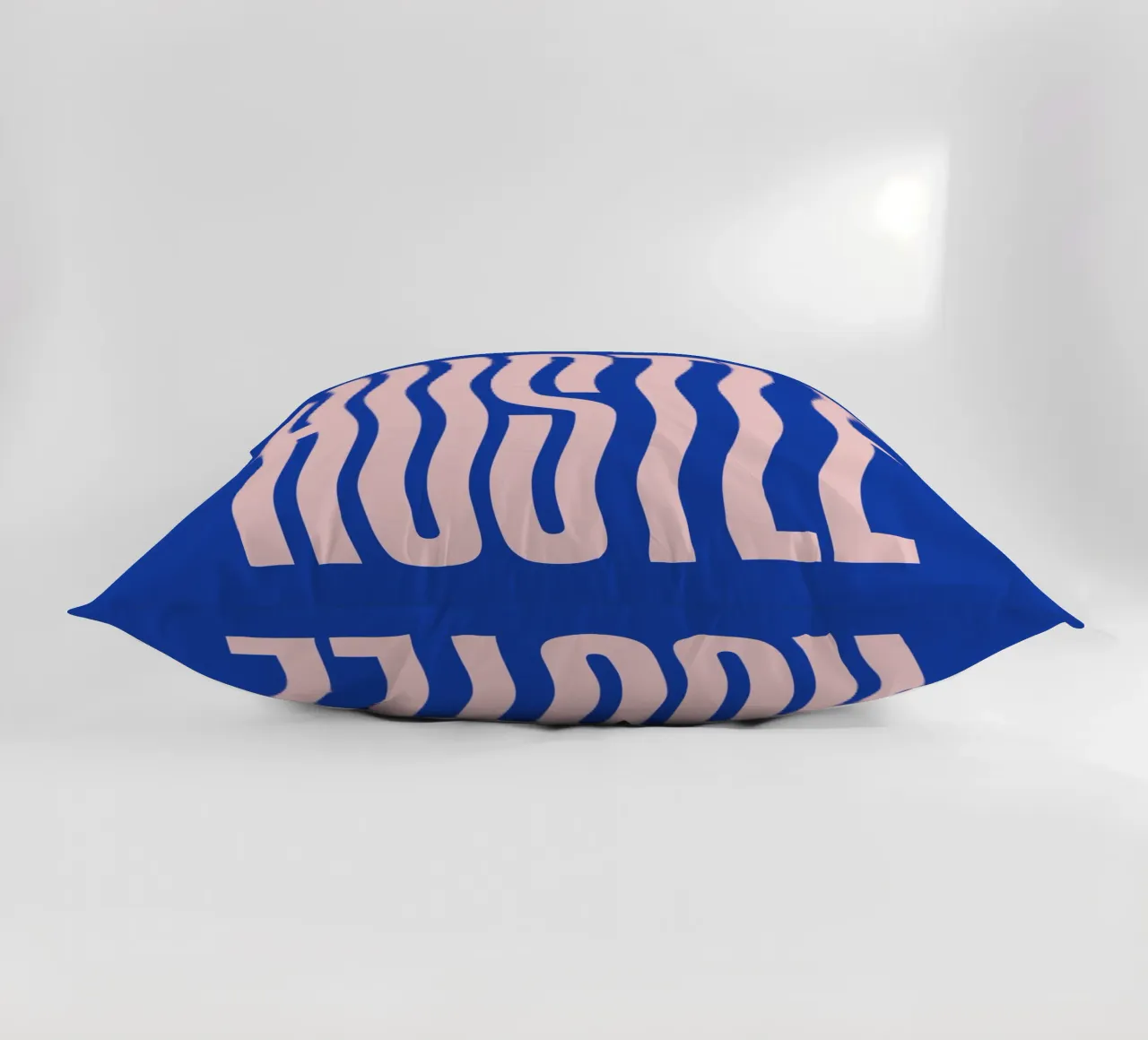 Hustle Wavy Text (Blue tone) decorative cushion by Paigaam Studio