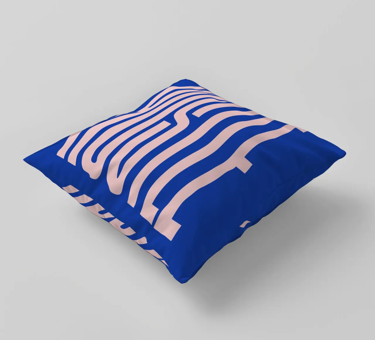 Hustle Wavy Text (Blue tone) decorative cushion by Paigaam Studio