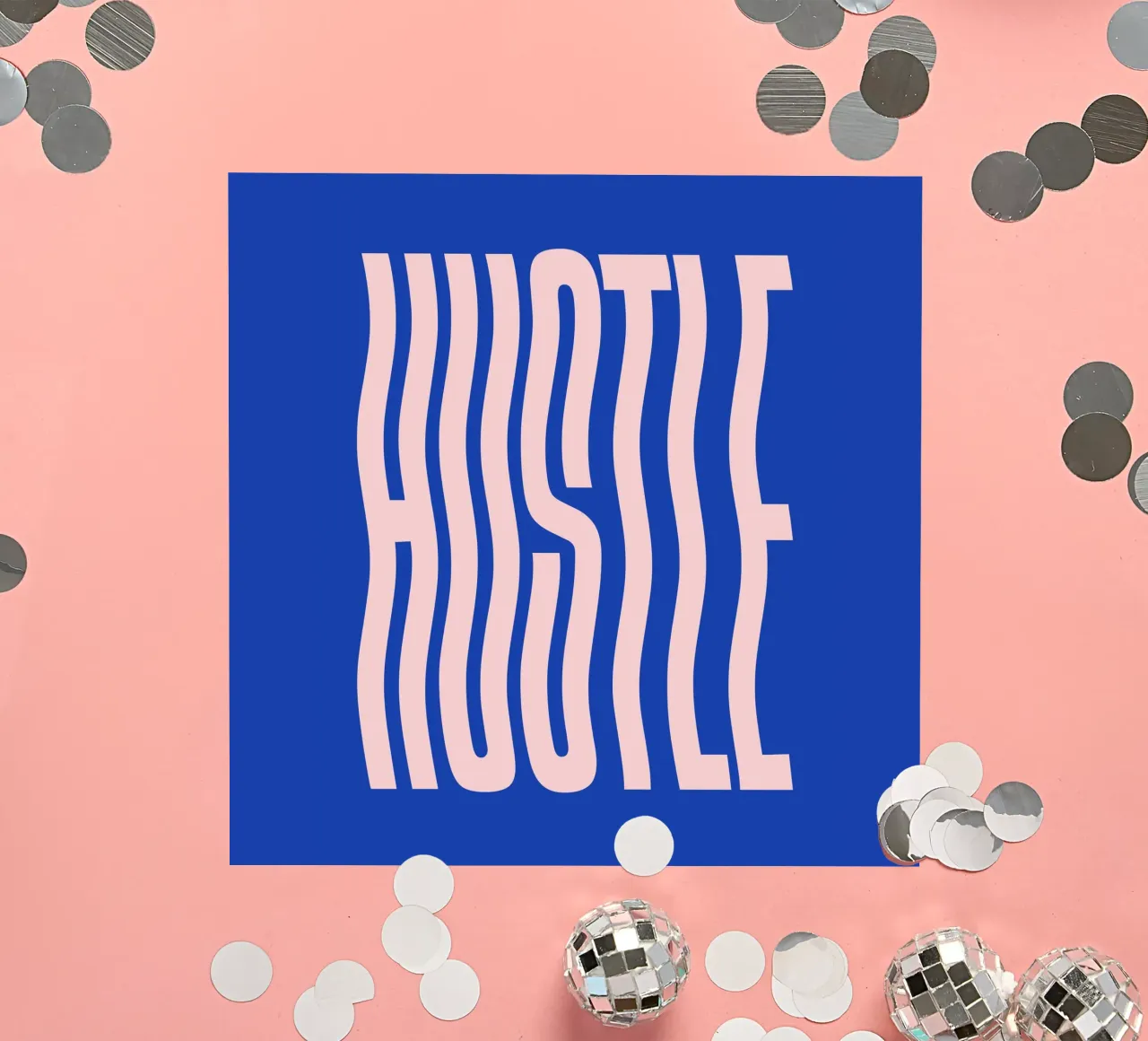 Hustle Wavy Text (Blauton) Sticker von Paigaam Studio