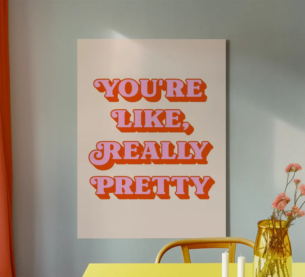 You're like really pretty quote (Peach tone) canvas by Paigaam Studio