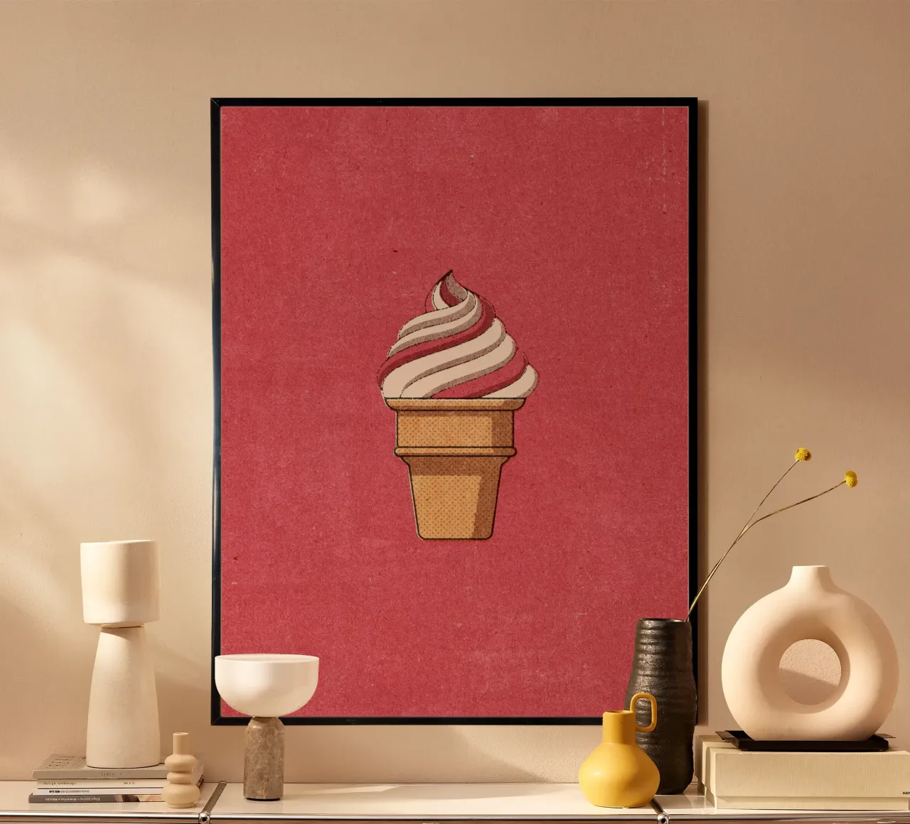 FAST FOOD - Ice Cream poster con telaio in legno da DANIEL COULMANN