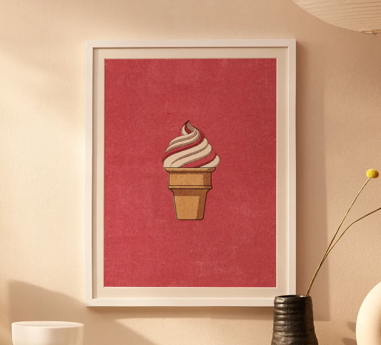 FAST FOOD - Ice Cream poster con telaio in legno da DANIEL COULMANN