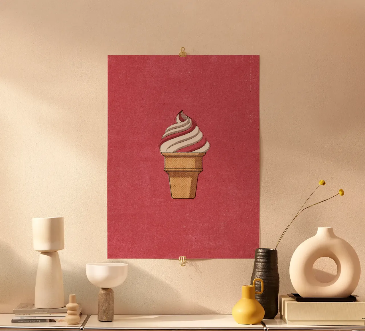 FAST FOOD - Ice Cream poster con telaio in legno da DANIEL COULMANN