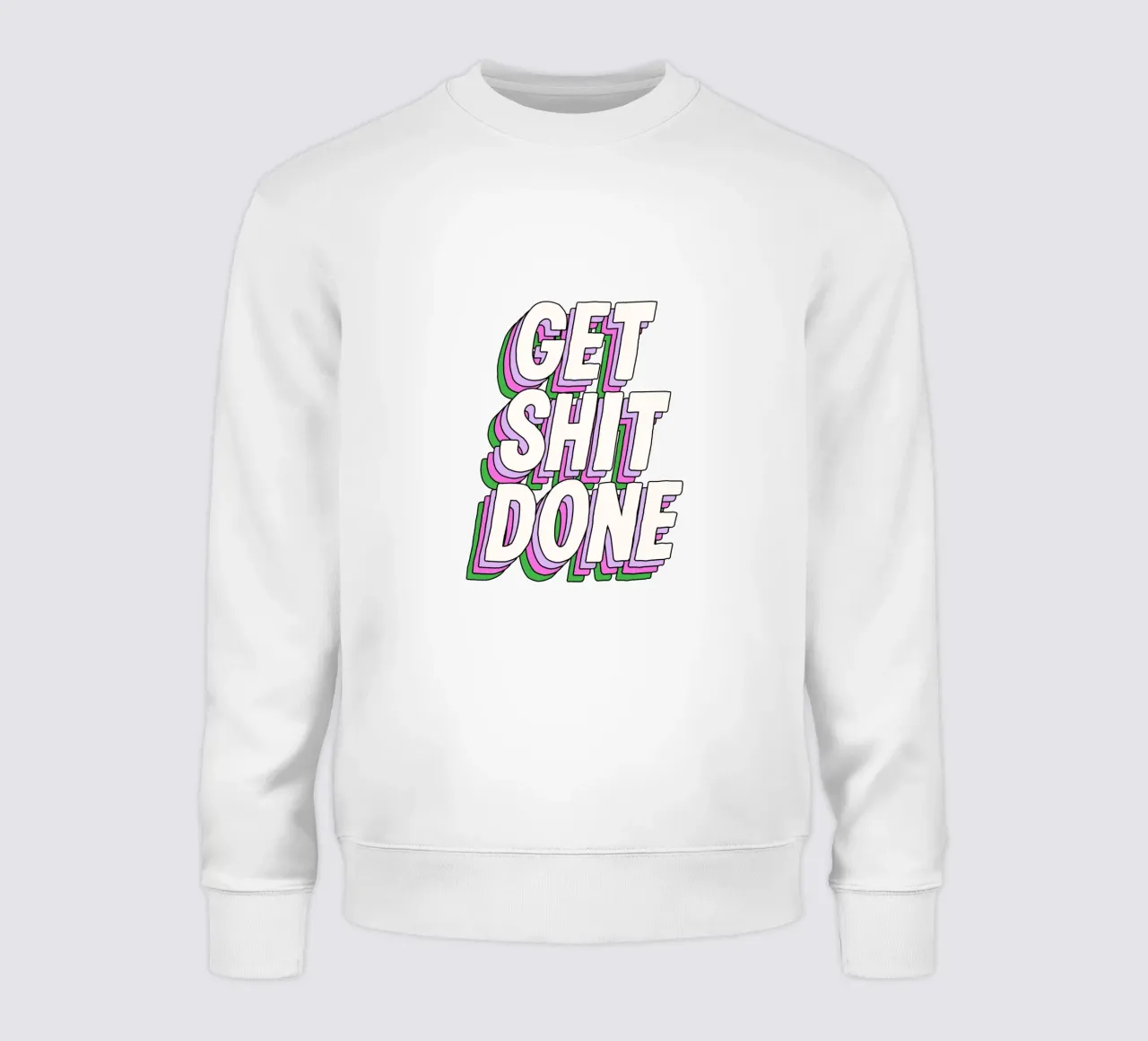 Design tipografico Get Shit Done in viola lilla felpa da THE MOTIVATED TYPE