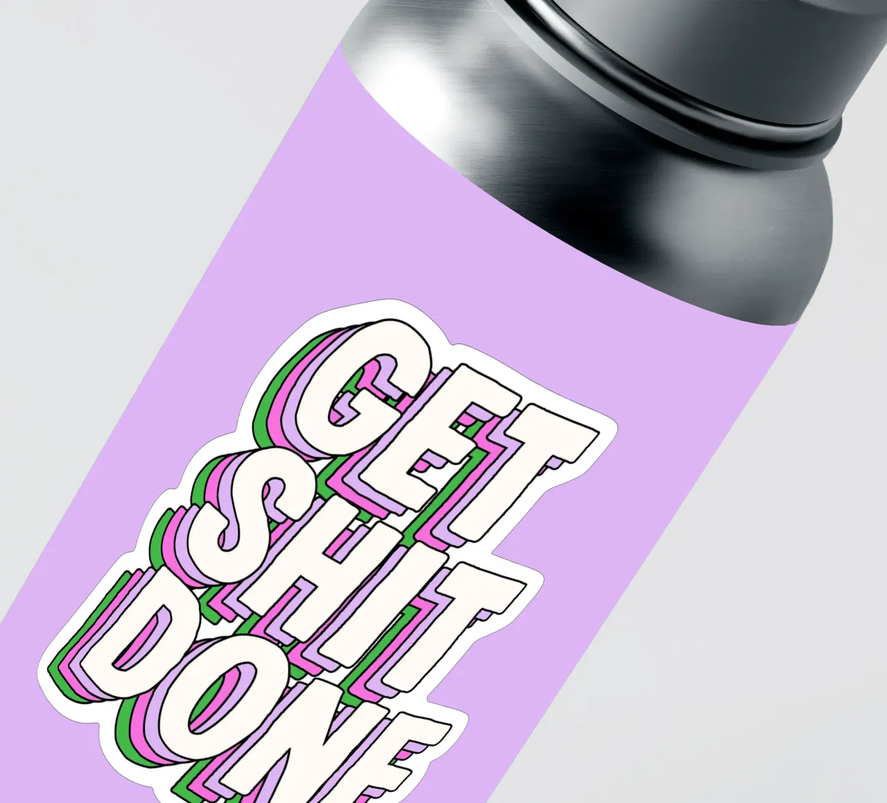 Design tipografico Get Shit Done in viola lilla adesivo da THE MOTIVATED TYPE