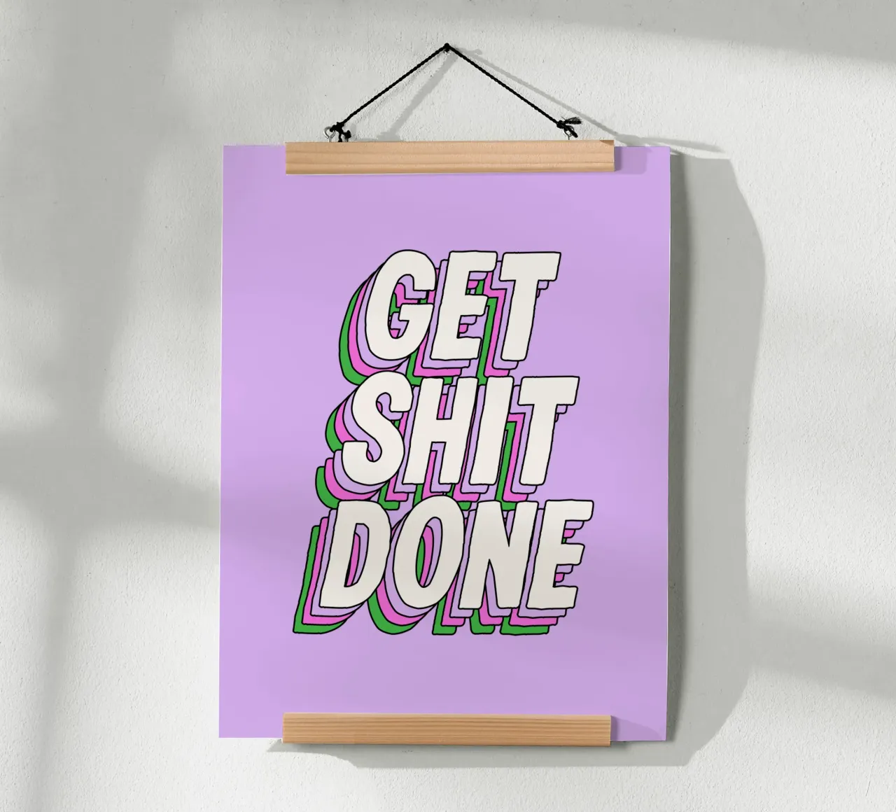 Design tipografico Get Shit Done in viola lilla poster da THE MOTIVATED TYPE