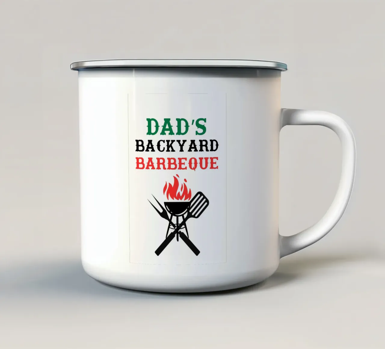 Barbeque in giardino di papà tazza in smalto da ramosashop