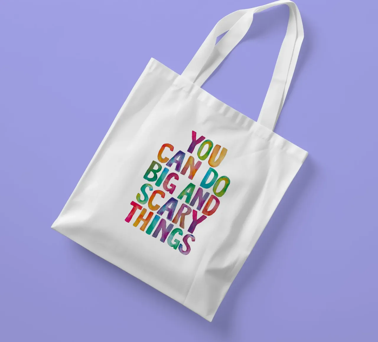 You Can Do Big and Scary Things Rainbow Typography Design tote bag by THE MOTIVATED TYPE