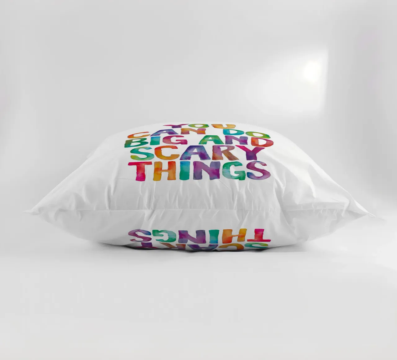 You Can Do Big and Scary Things Rainbow Typography Design decorative cushion by THE MOTIVATED TYPE