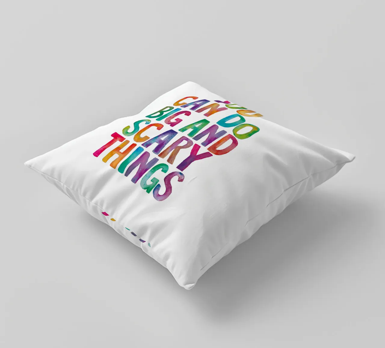 You Can Do Big and Scary Things Rainbow Typography Design decorative cushion by THE MOTIVATED TYPE