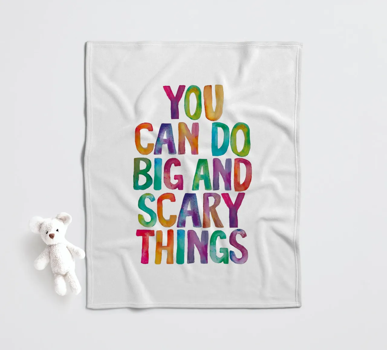 You Can Do Big and Scary Things Rainbow Typography Design fleece blanket by THE MOTIVATED TYPE
