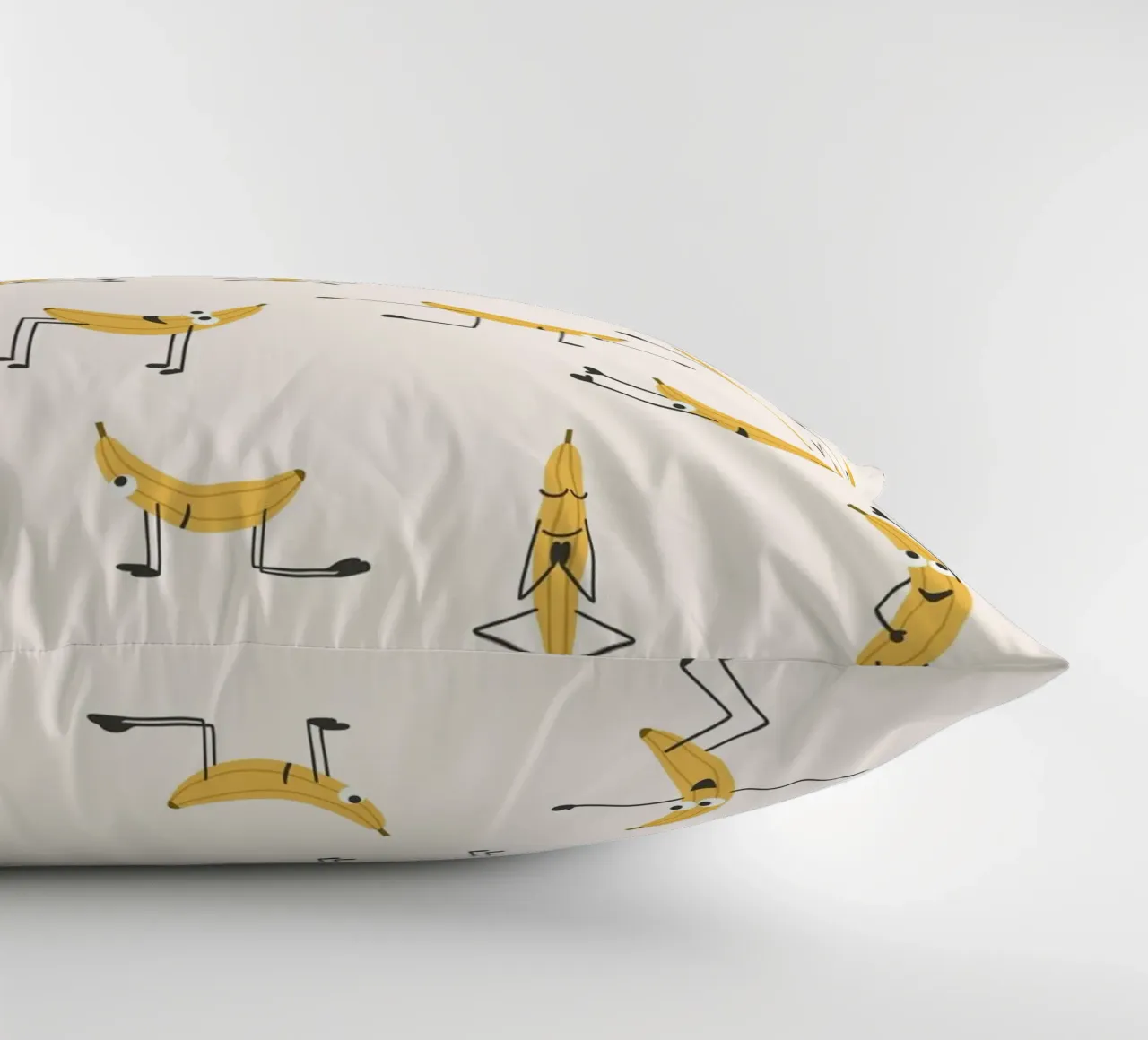 Banana Yoga | Fun playful pattern design for yogis decorative cushion by Kathrin Woo Design