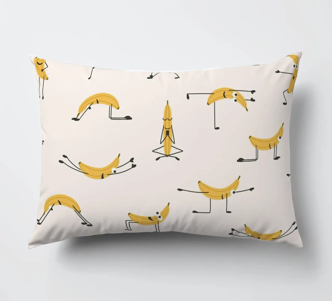 Banana Yoga | Fun playful pattern design for yogis decorative cushion by Kathrin Woo Design