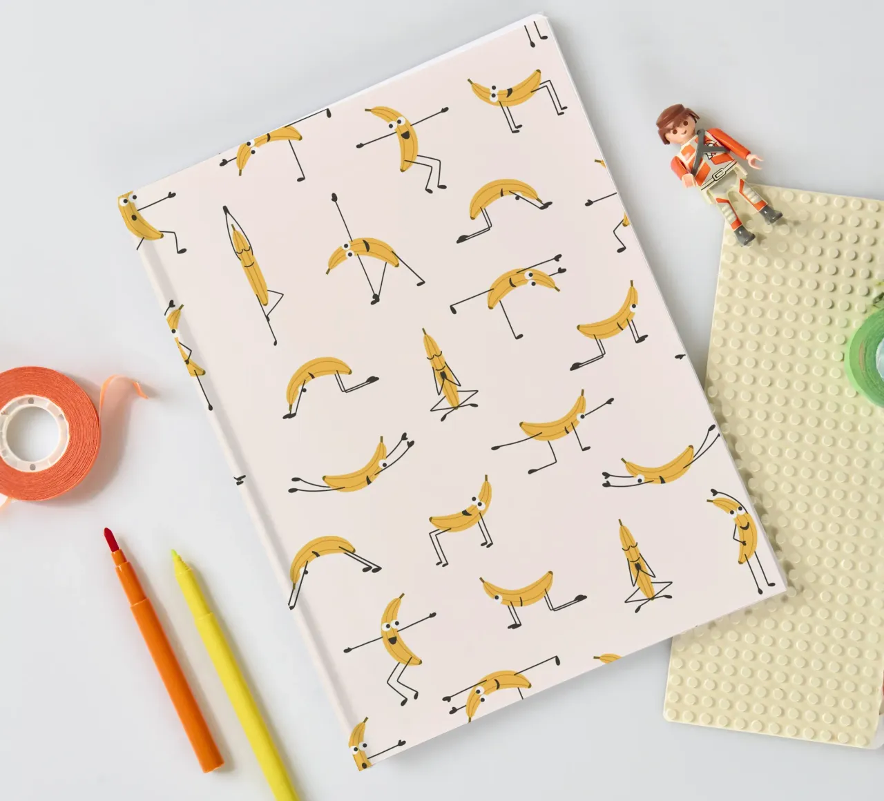 Banana Yoga | Fun playful pattern design for yogis notebook by Kathrin Woo Design