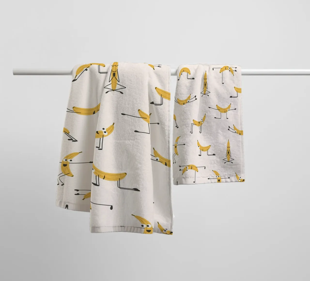 Banana Yoga | Fun playful pattern design for yogis towel by Kathrin Woo Design