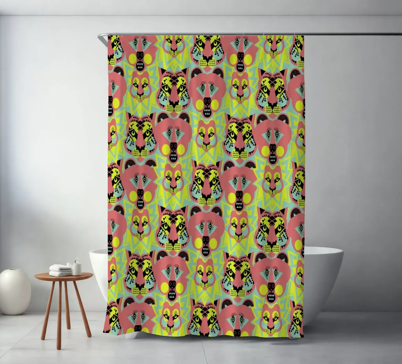 Lions and Tigers And Bears shower curtain by Gareth Pollock Design