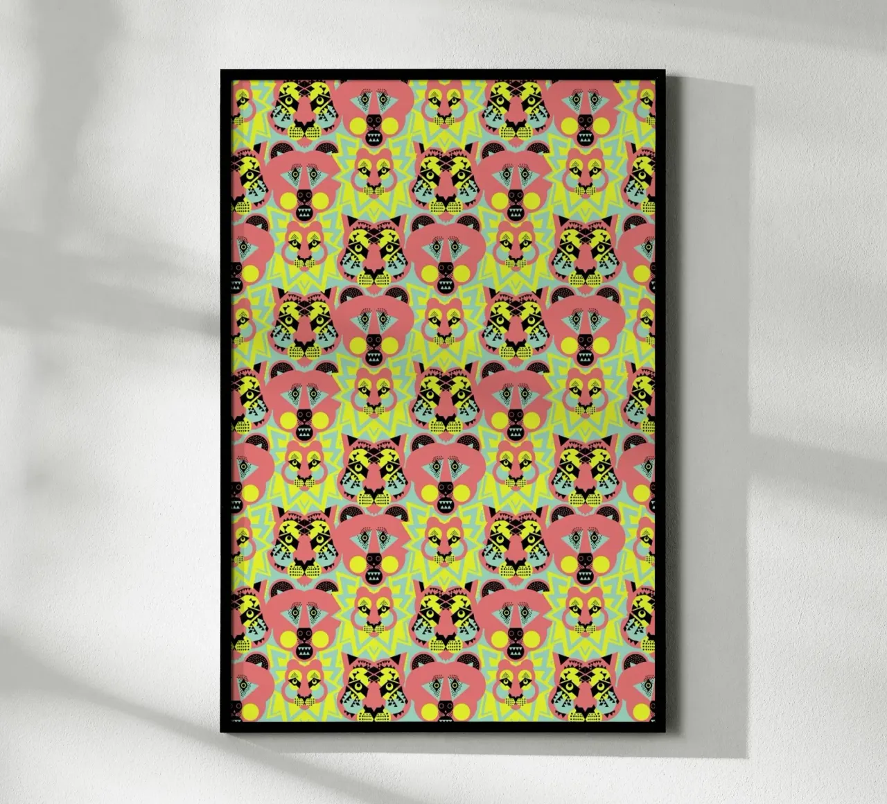Lions and Tigers And Bears poster con telaio in legno da Gareth Pollock Design