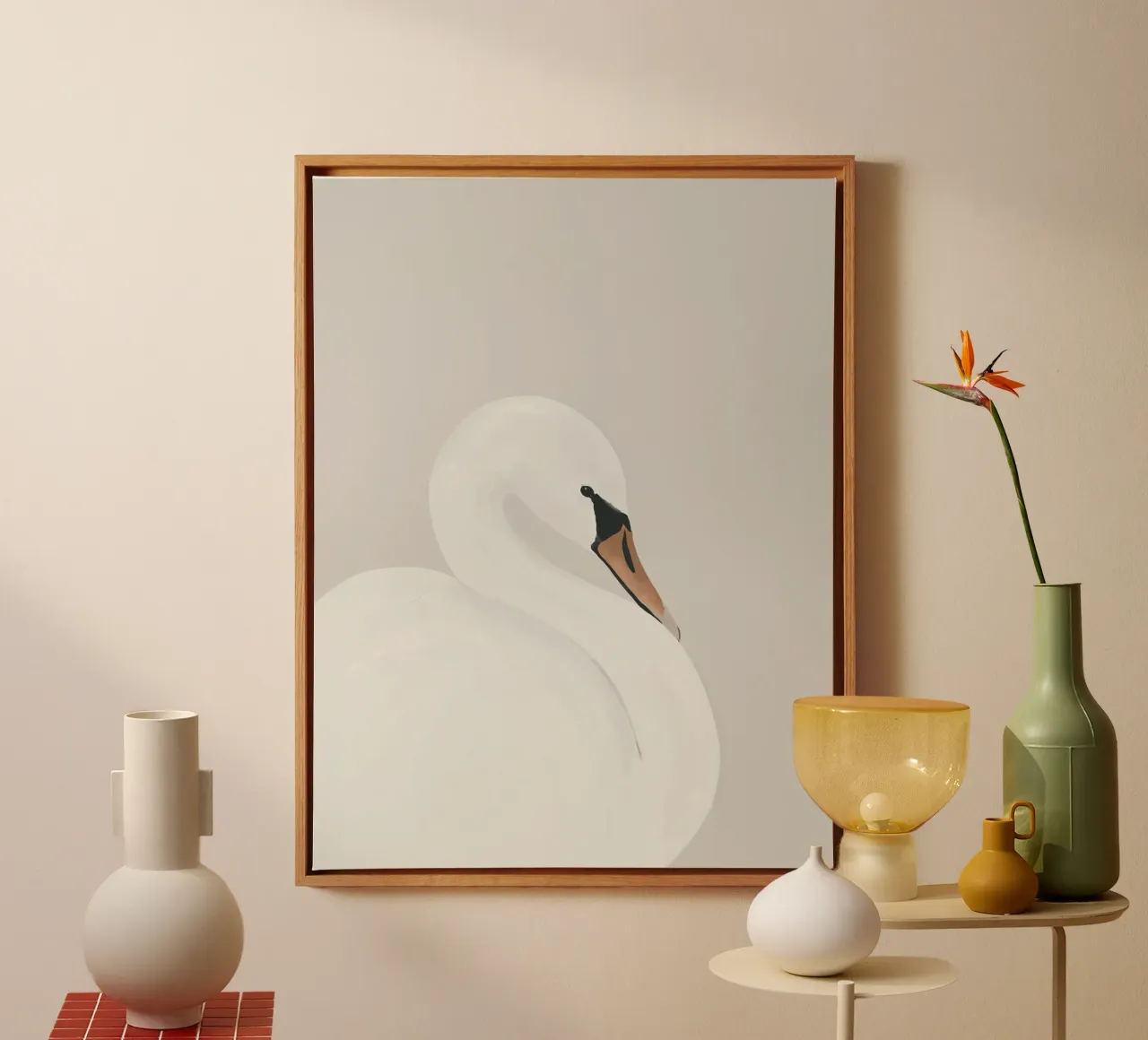 Cigno bianco tela con Cornice a cassetta da ThingDesign