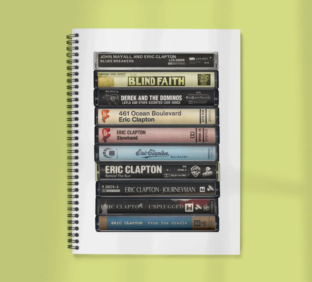 Eric Clapton - Collected Albums - Cassette Print spiral notebook by MrMustardPrints