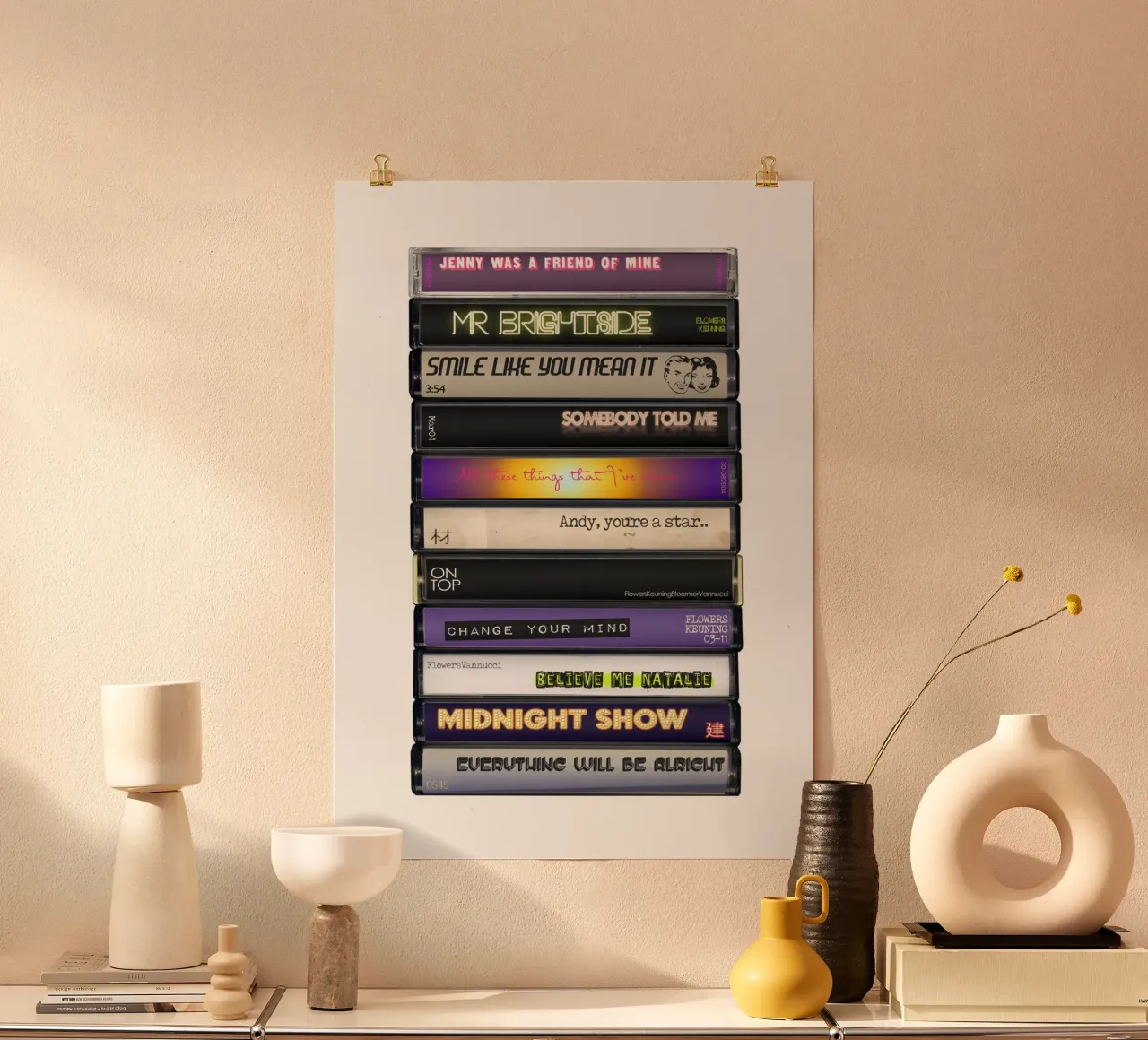 The Killers - Hot Fuss - Stampa su cassetta poster con telaio in alluminio da MrMustardPrints