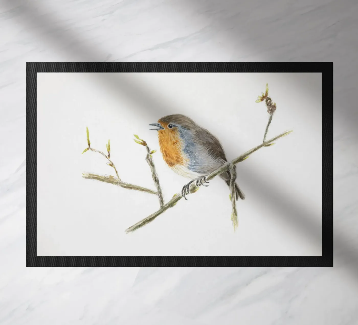 Rouge-gorge « Robin » Erithacus rubecula paillasson de Barbara Buderath Illustrationen