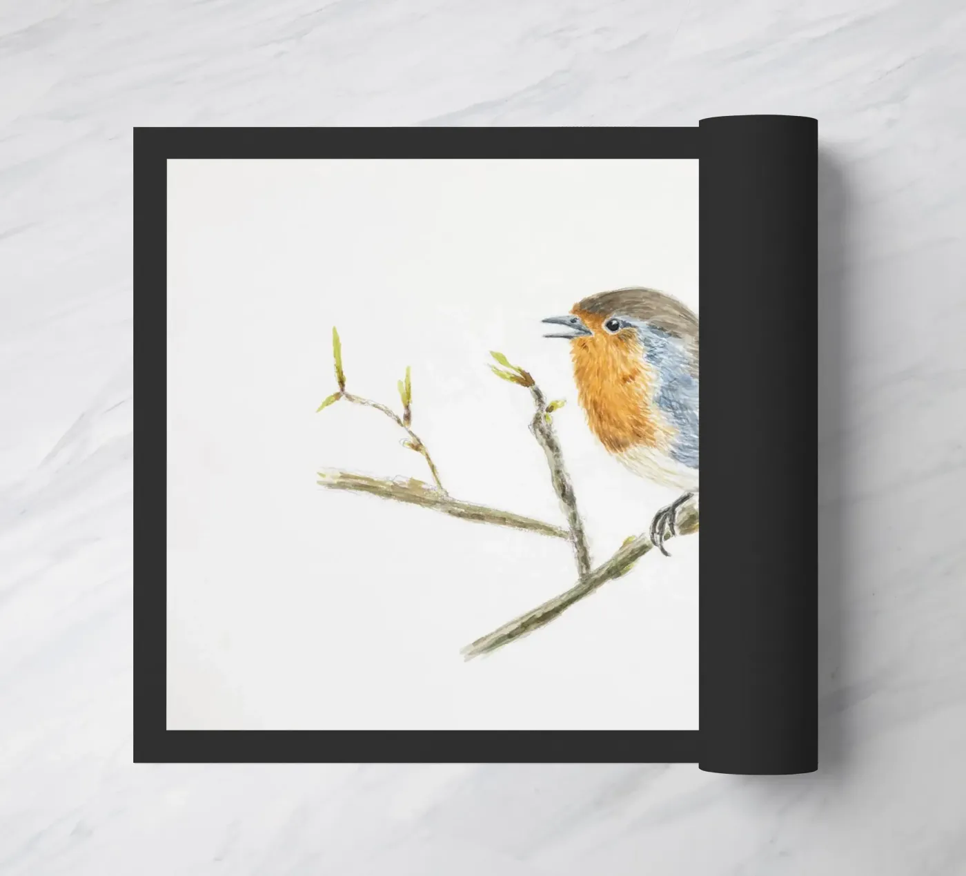 Rouge-gorge « Robin » Erithacus rubecula paillasson de Barbara Buderath Illustrationen