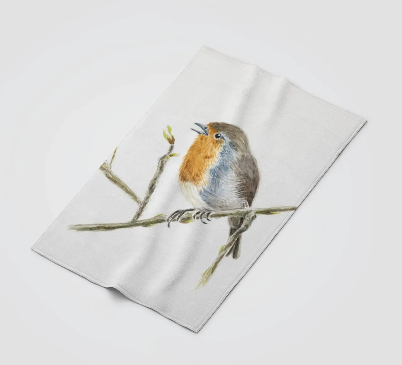 Rotkehlchen "Robin" Erithacus rubecula Fleecedecke von Barbara Buderath Illustrationen