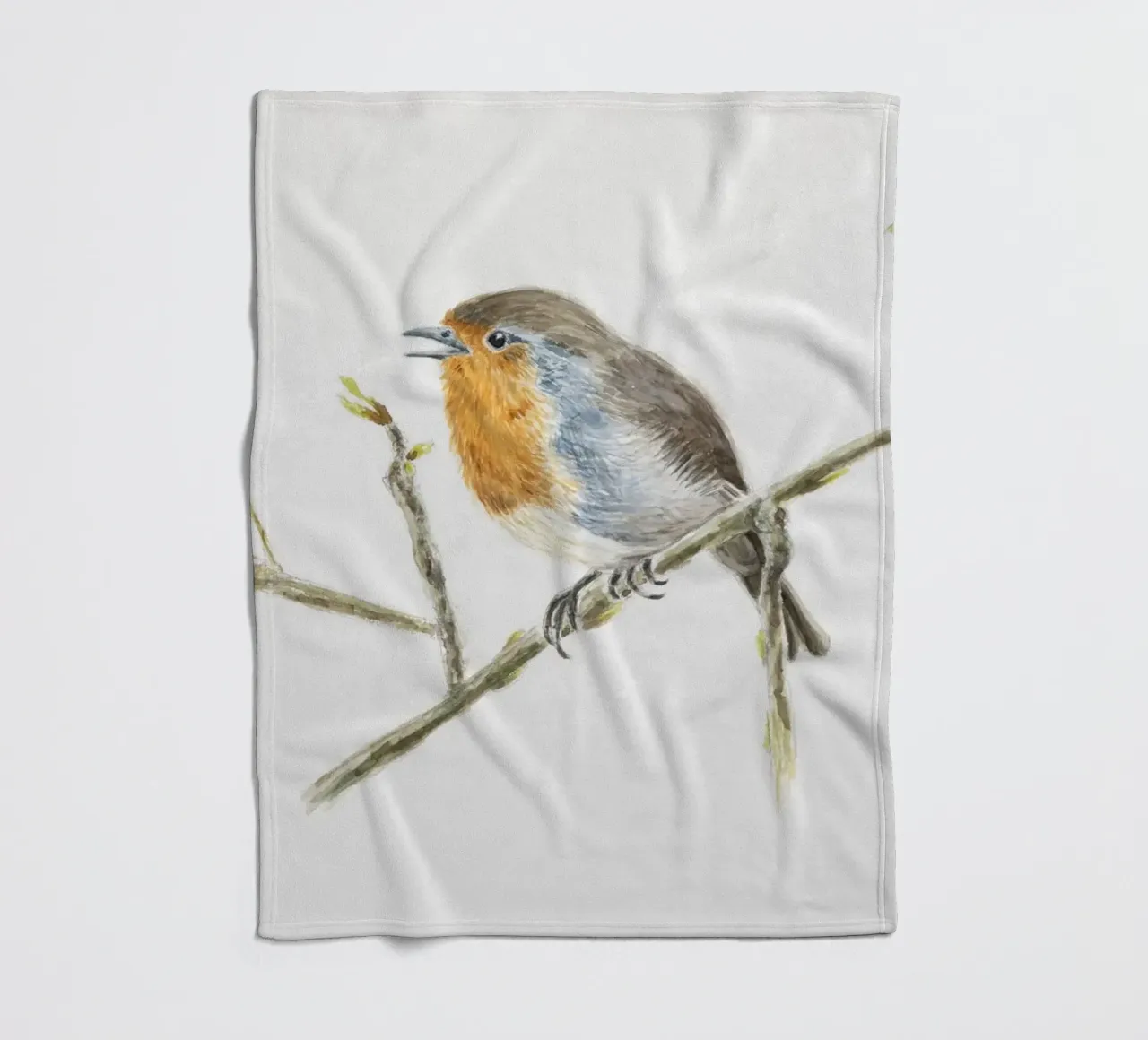 Rotkehlchen "Robin" Erithacus rubecula Fleecedecke von Barbara Buderath Illustrationen