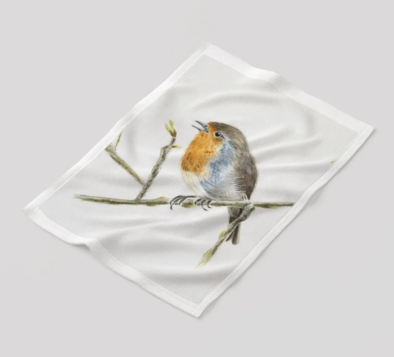 Rotkehlchen "Robin" Erithacus rubecula Fleecedecke von Barbara Buderath Illustrationen