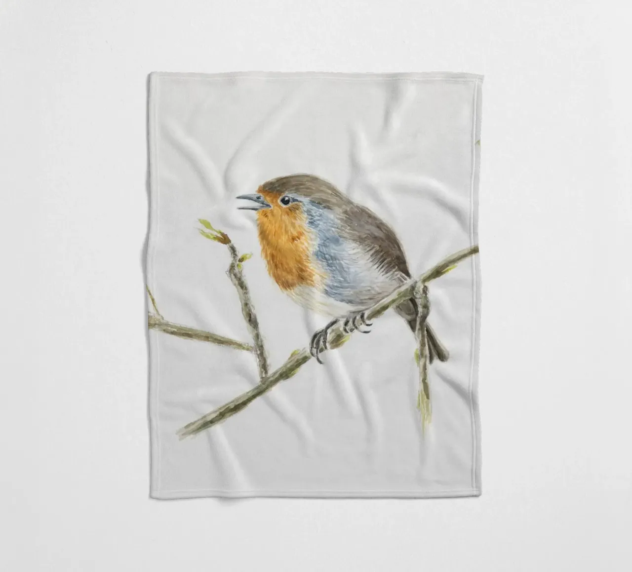 Rotkehlchen "Robin" Erithacus rubecula Fleecedecke von Barbara Buderath Illustrationen