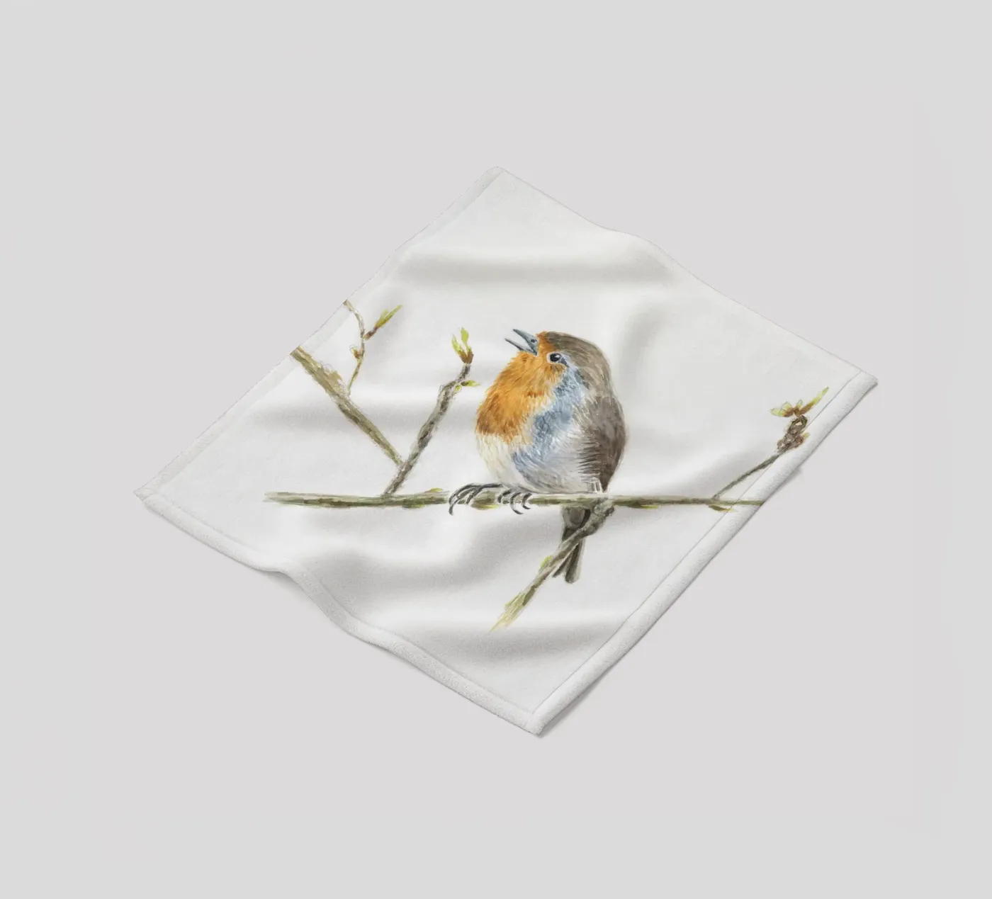 Rotkehlchen "Robin" Erithacus rubecula Fleecedecke von Barbara Buderath Illustrationen