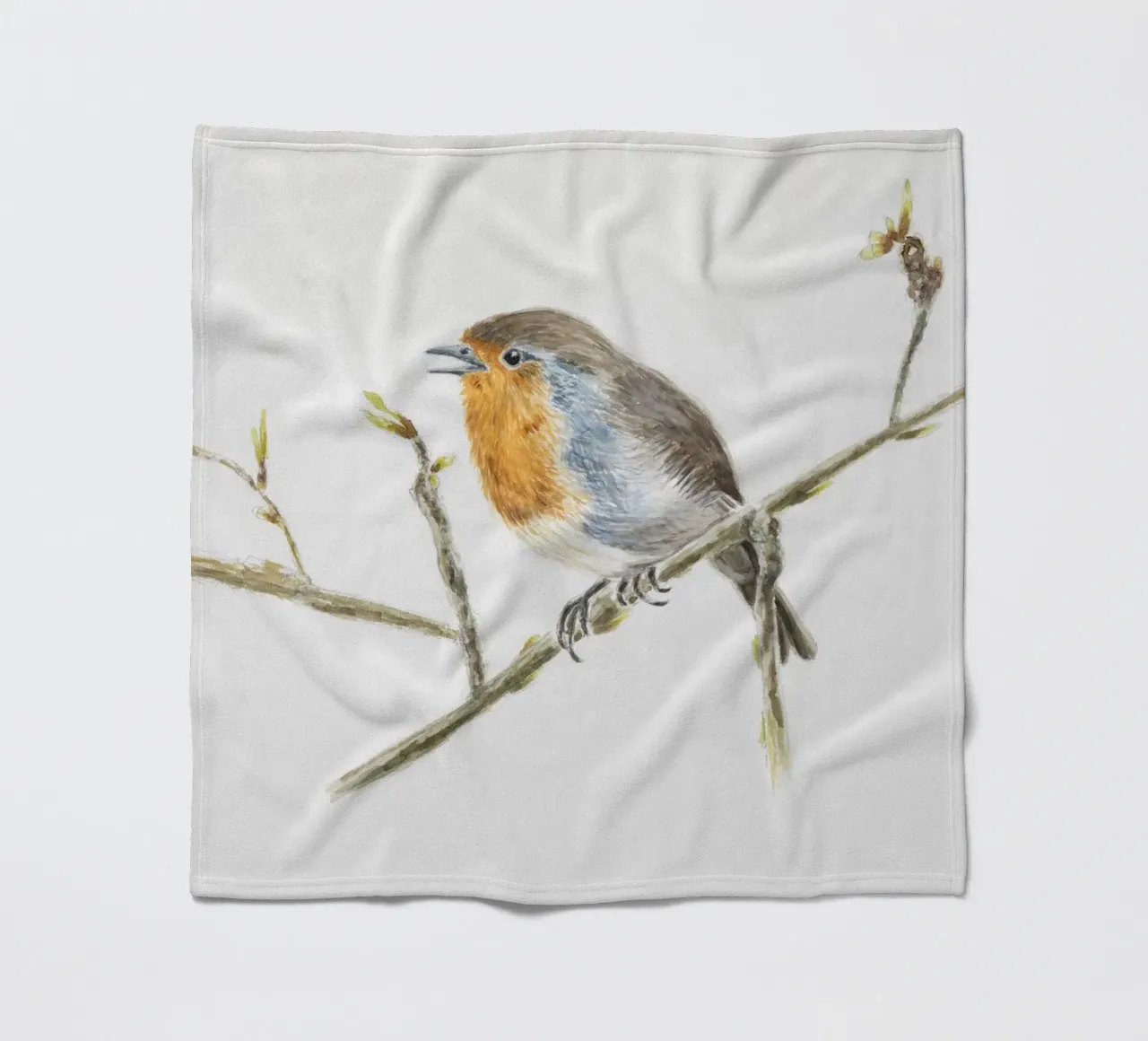 Rotkehlchen "Robin" Erithacus rubecula Fleecedecke von Barbara Buderath Illustrationen