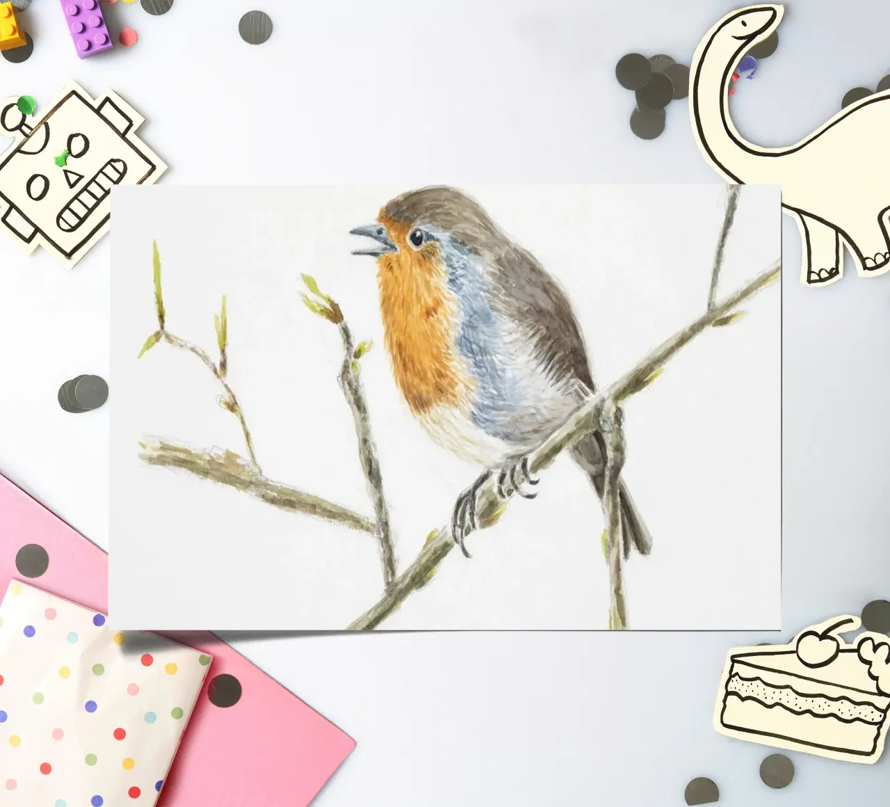 Robin" robin sticker sheet by Barbara Buderath Illustrationen