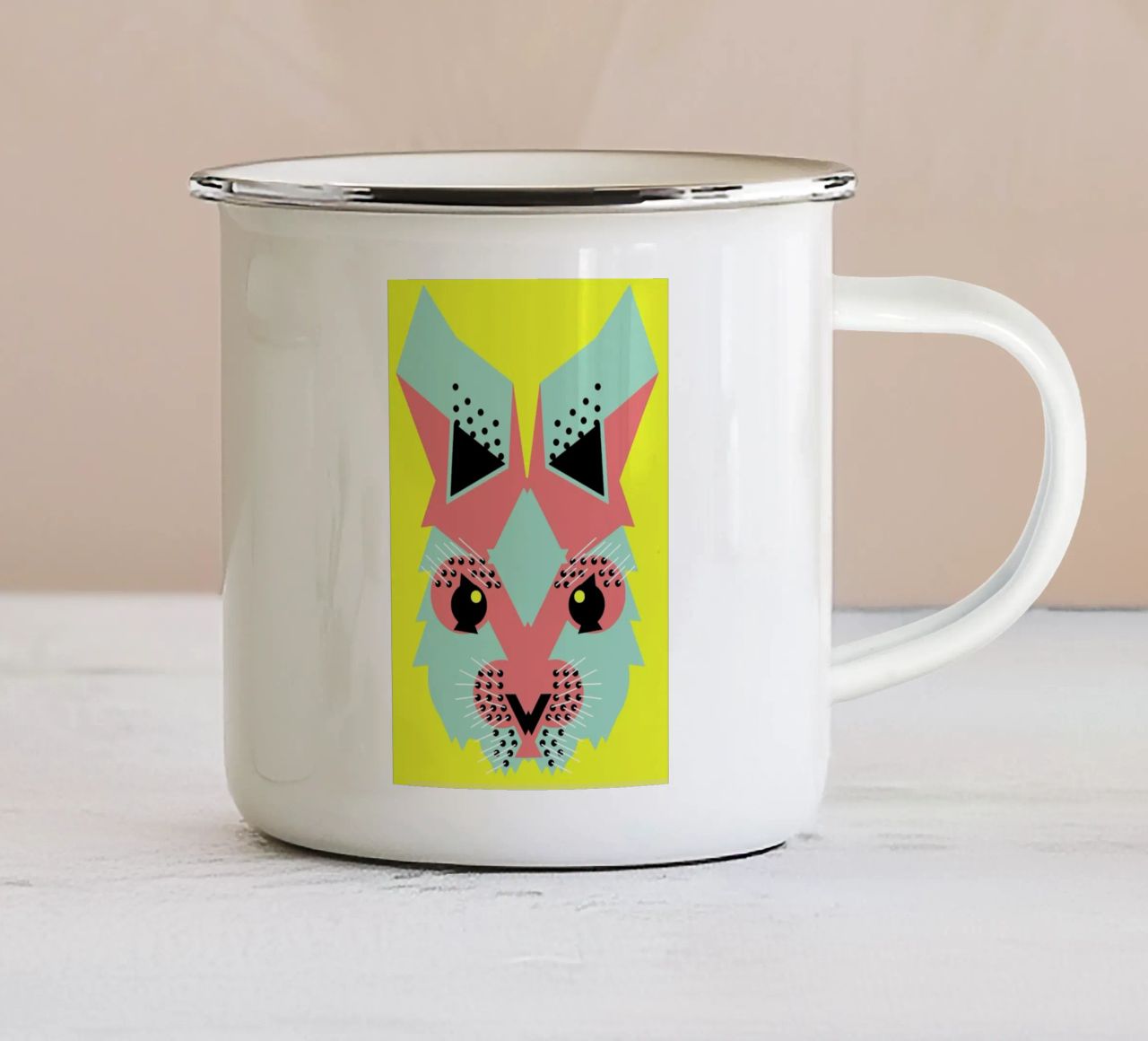 Rabbit Magic tazza in smalto da Gareth Pollock Design