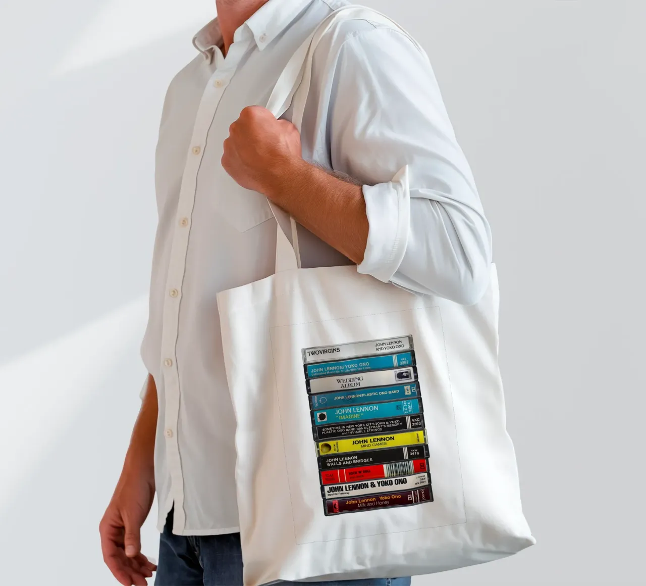 John Lennon - Collected Albums - Cassette Print tote bag by MrMustardPrints