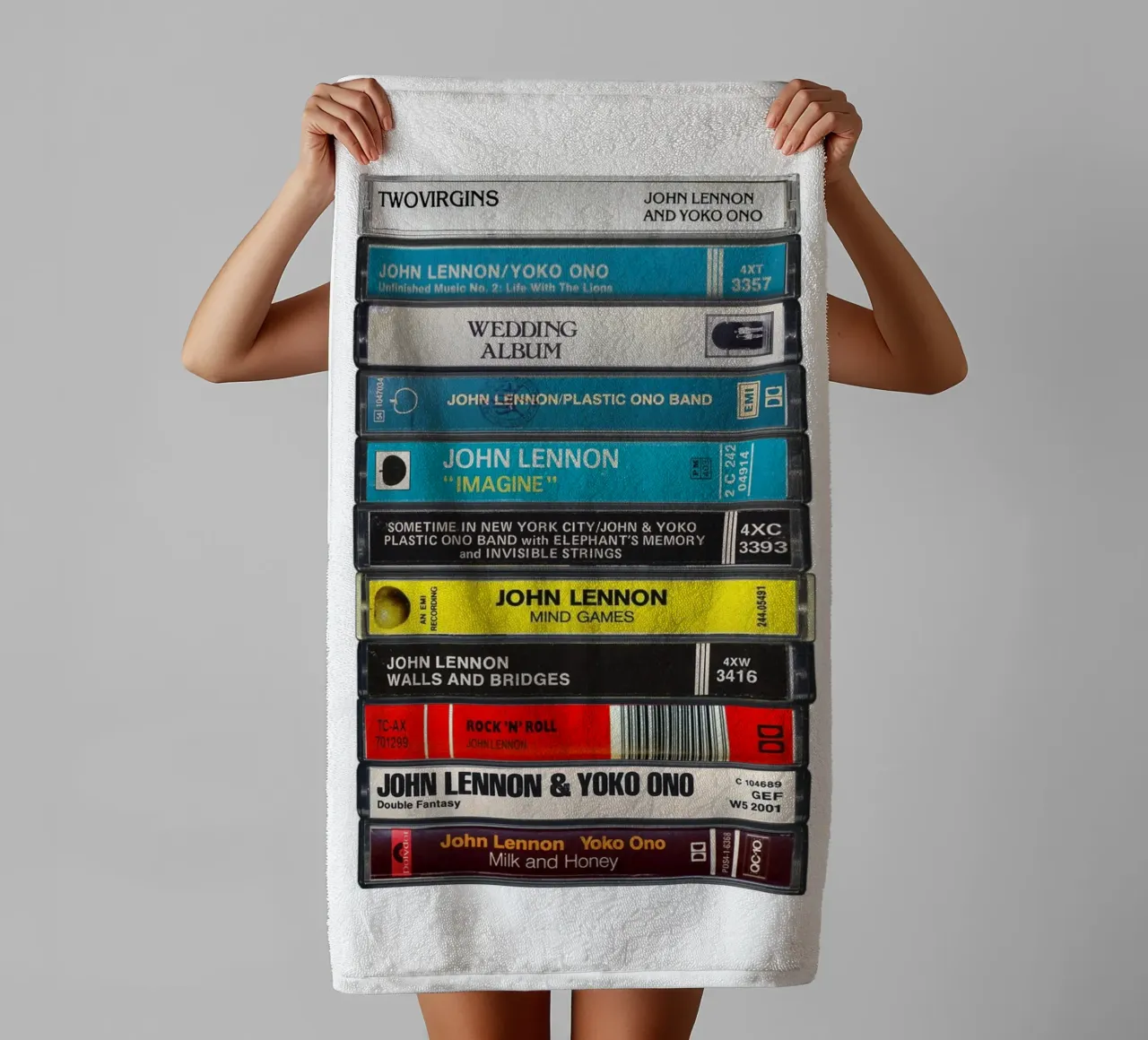 John Lennon - Collected Albums - Cassette Print towel by MrMustardPrints