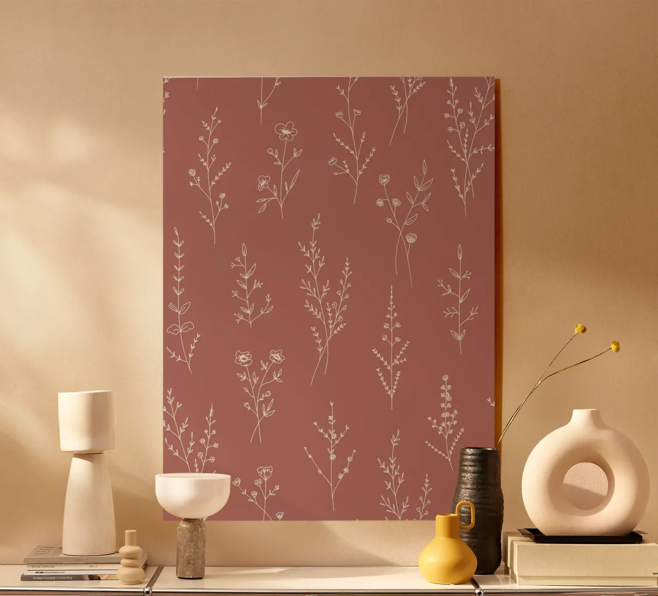 Dusty Pink Wildflowers Pattern metacrilato de anisillustration