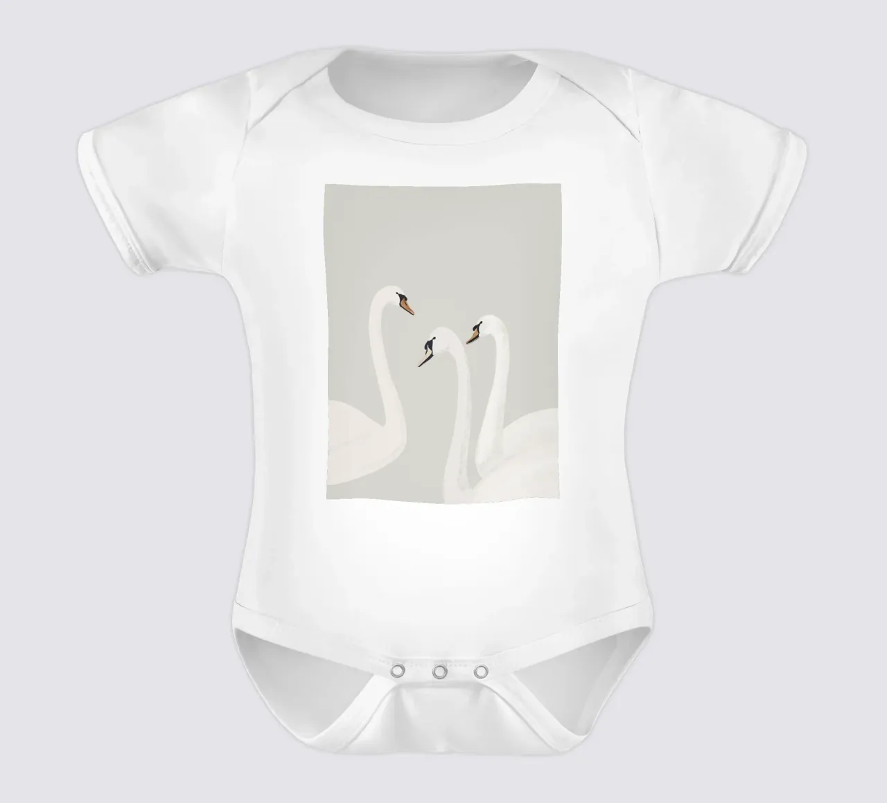 Cigni bianchi body neonato maniche corte da ThingDesign
