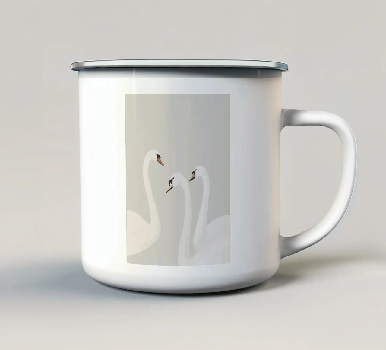 Cigni bianchi tazza in smalto da ThingDesign