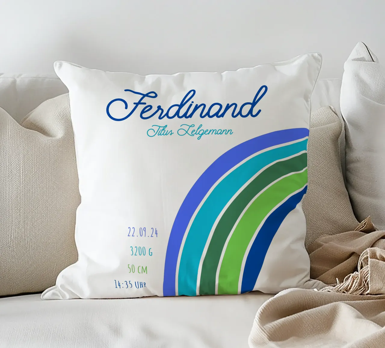 Geburtsbild Regenbogen Boho cuscino da Ohkimiko