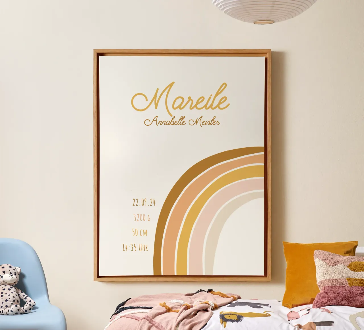 Geburtsbild Regenbogen Boho tela con Cornice a cassetta da Ohkimiko