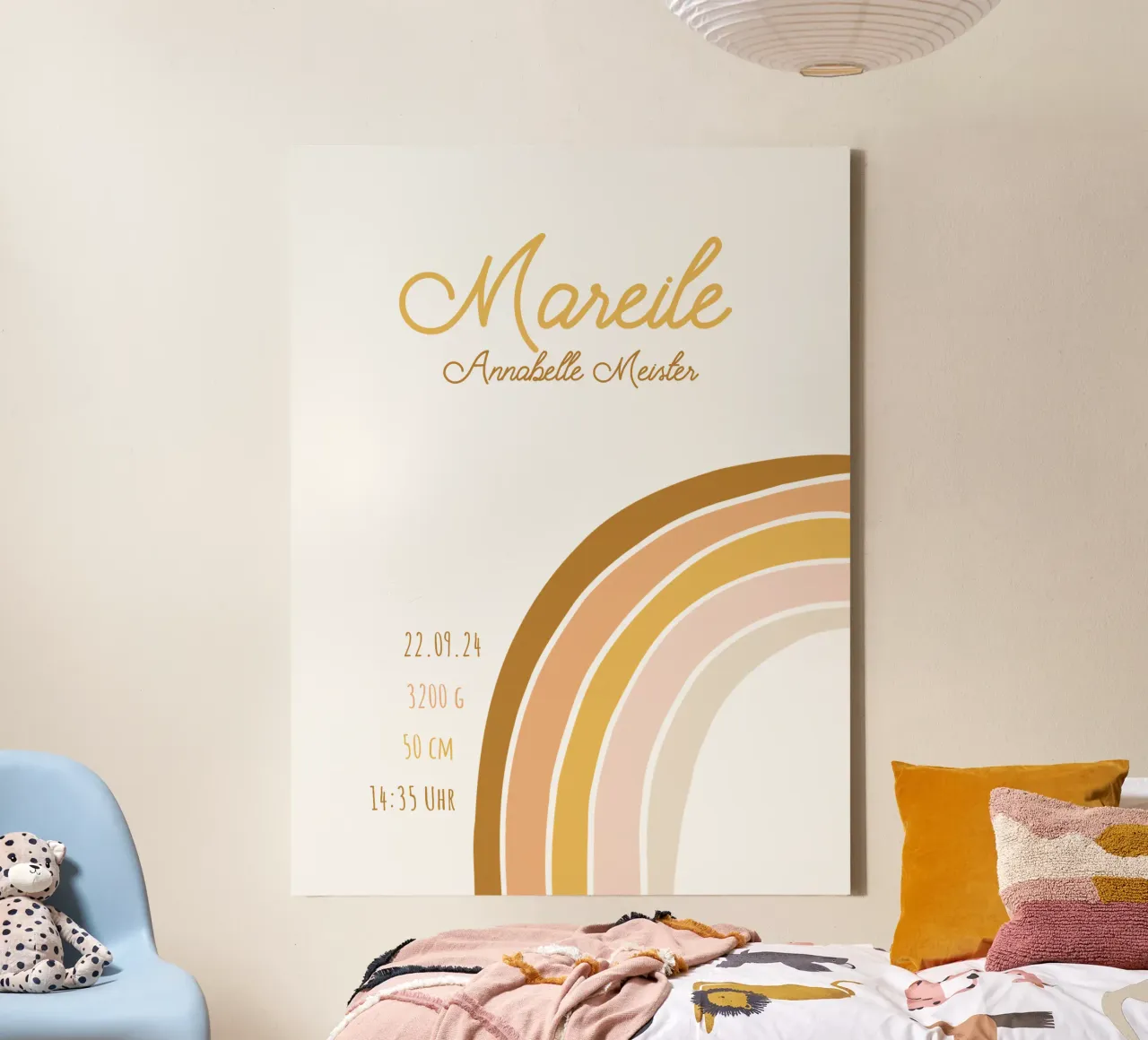 Geburtsbild Regenbogen Boho tela con Cornice a cassetta da Ohkimiko