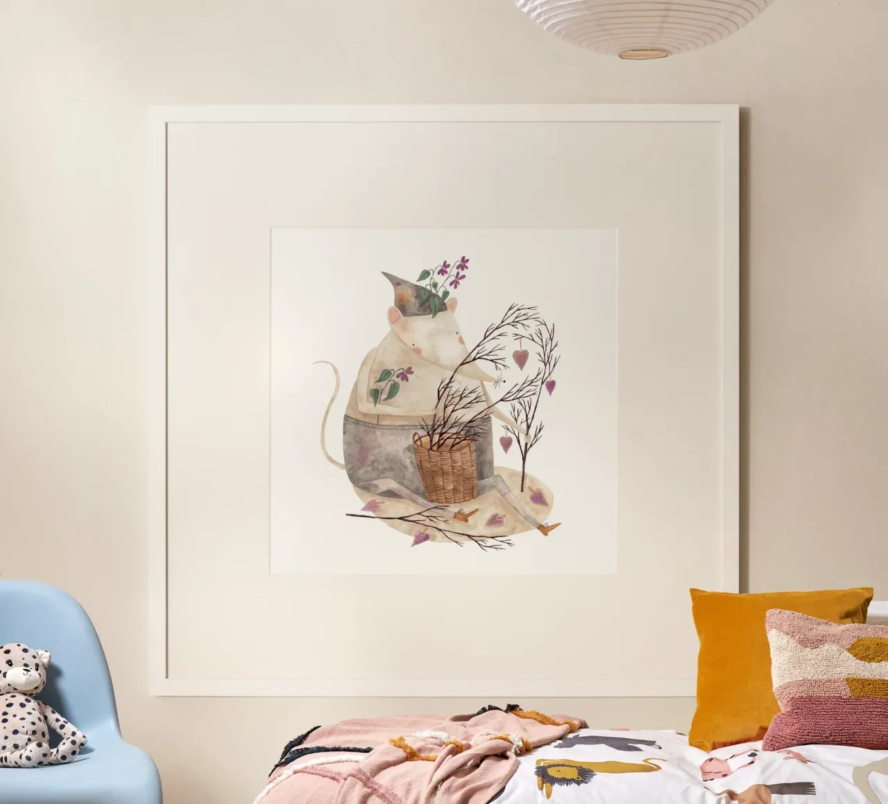 Claudia Voglhuber - Maus mit Veilchen poster con telaio in plastica da The Artcircle