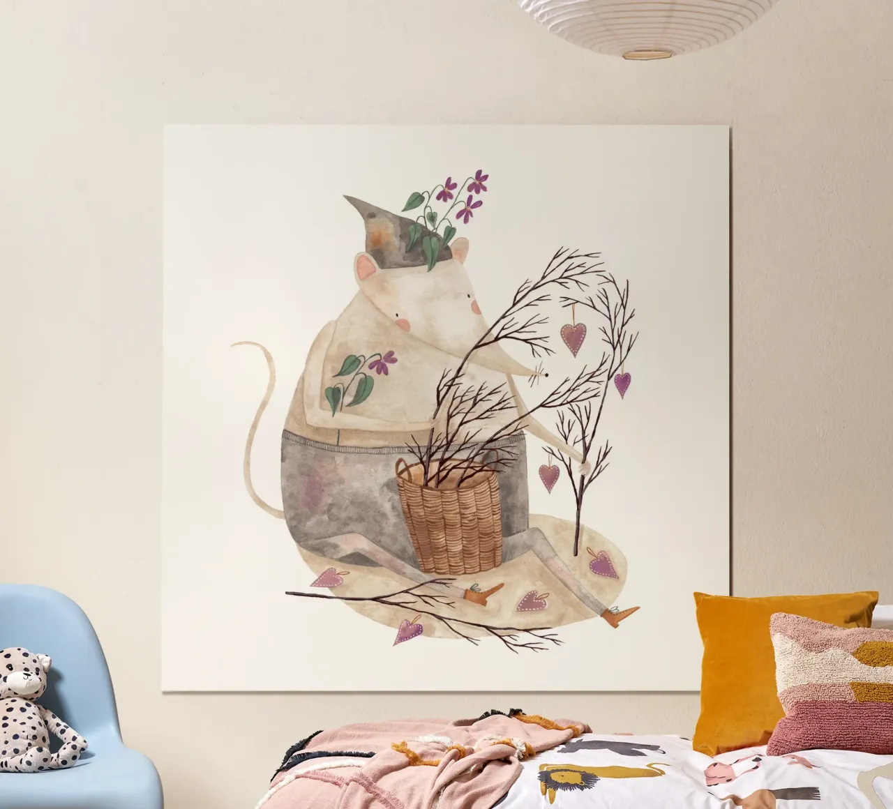 Claudia Voglhuber - Maus mit Veilchen poster con telaio in plastica da The Artcircle