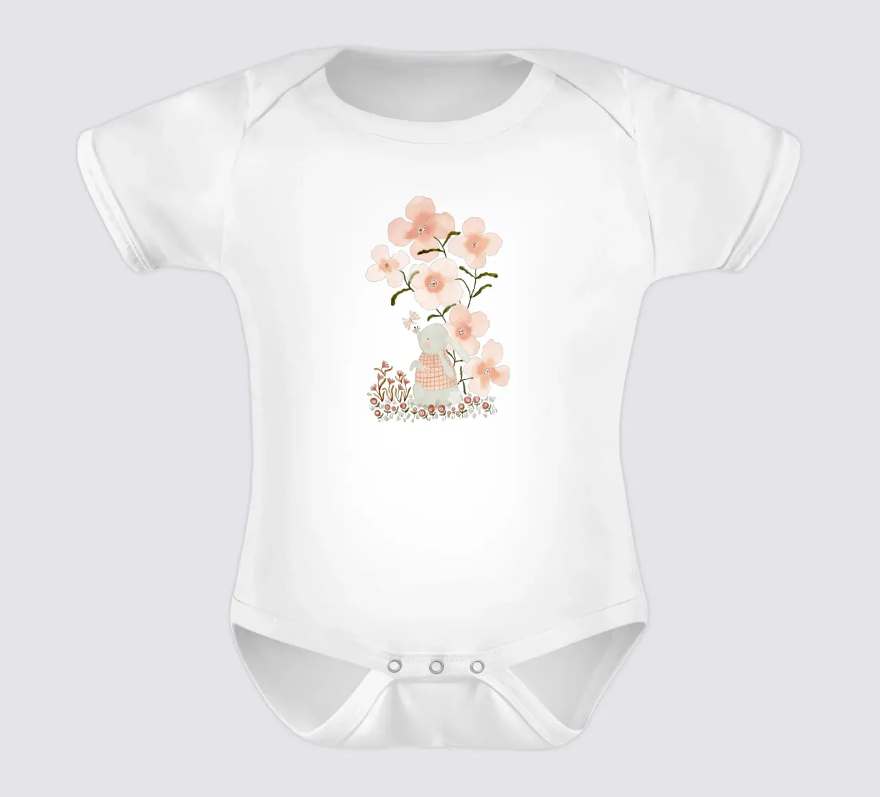 Claudia Voglhuber - Hase mit Mohnblumen body neonato maniche corte da The Artcircle