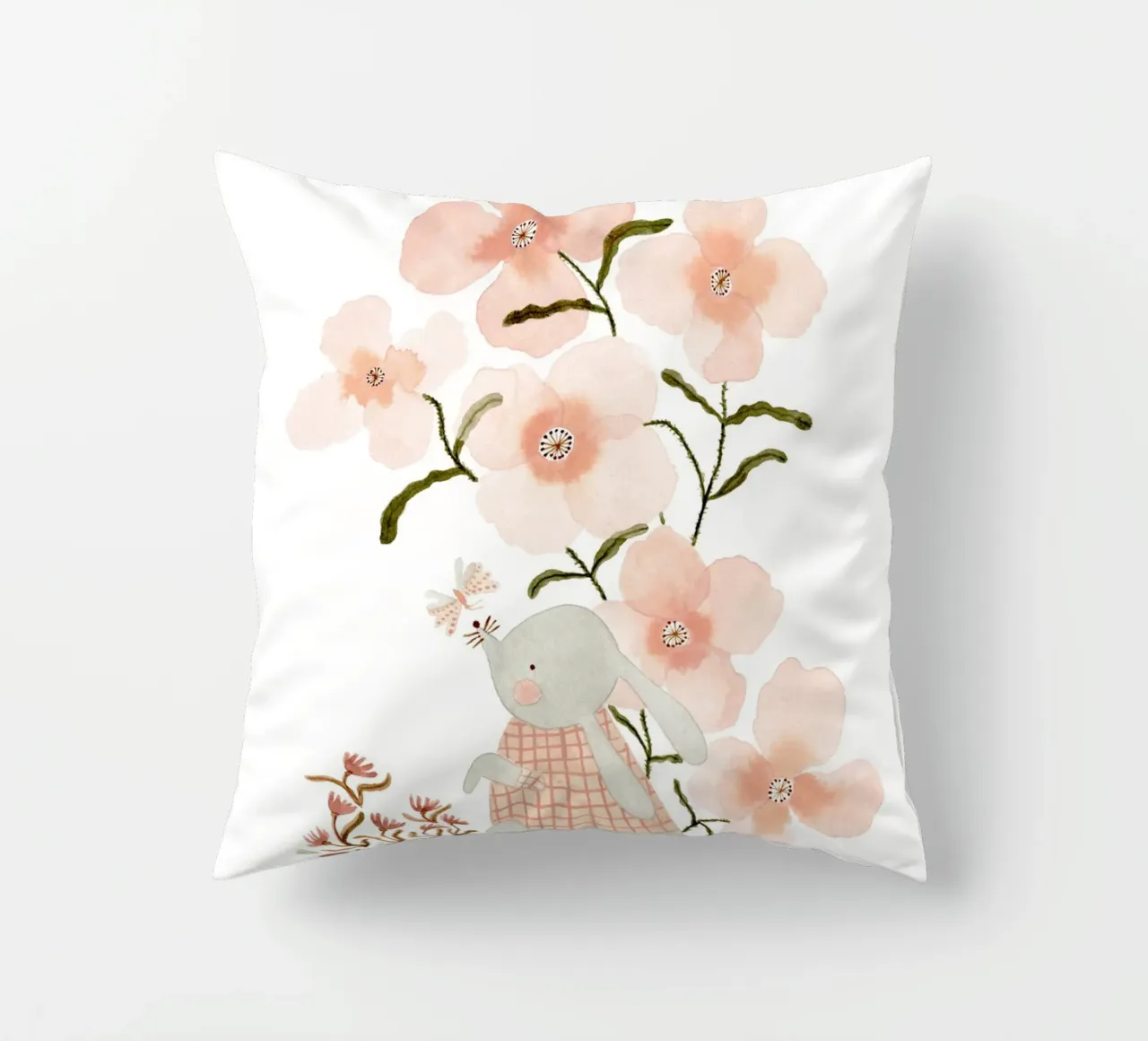 Claudia Voglhuber - Hase mit Mohnblumen cuscino da The Artcircle